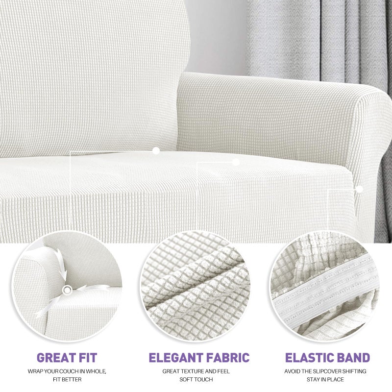 ZNSAYOTX Super Stretch Couch Cover (72"-92") Universal Sofa Covers with Elastic Bottom, Dog Cat Pets Friendly Washable Furniture Protector Fitted Sofa Slipcovers Stay in Place (White, Sofa) - Image 3